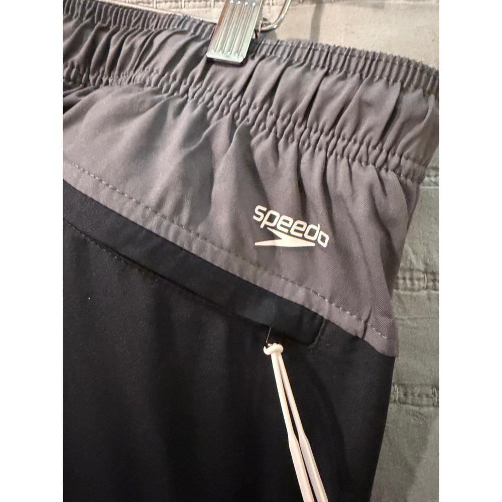 Speedo Mens XXL Swim Trunks Black Gray Board Shorts Mesh Lined Zipper Pocket - Picture 4 of 9
